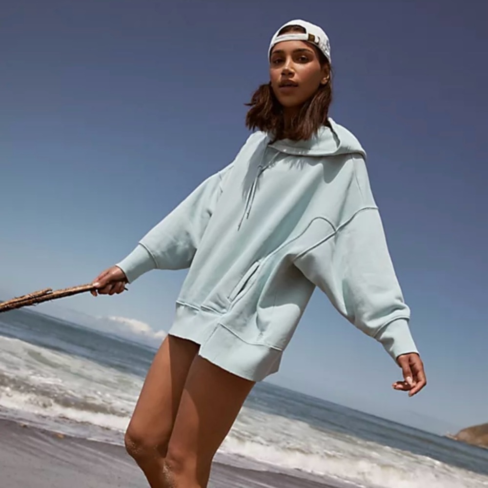 NWT Free People Sprint to the Finish Hoodie in dusty blue
